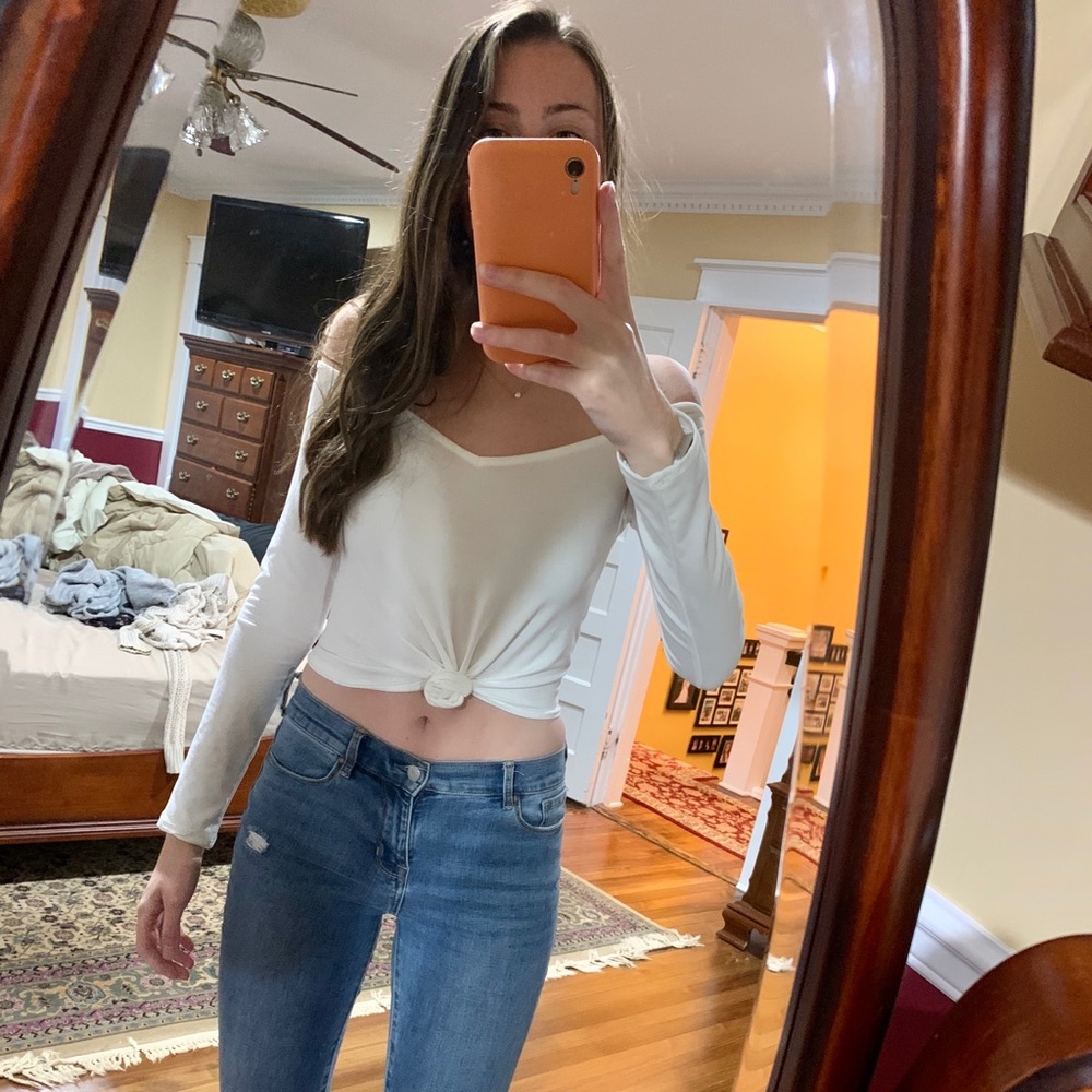 Windsor long sleeve white crop top
